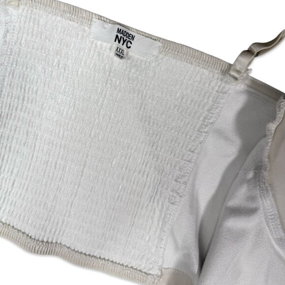 Plus Size White Faux Leather Zip-up Corset Top by Madden NYC - Size 3XL - Picture 7 of 10